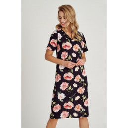 3134/3160 PEONY Сорочка женская Черный + розовый