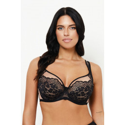 LEONA Soft full cup Бюст Черный + телесный