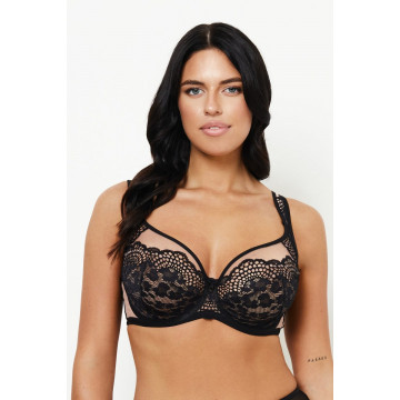 LEONA Soft full cup Бюст Черный + телесный